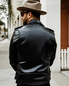 Men Classic Genuine Leather <b>Biker</b> <b>Jacket</b> Motorcycle <b>Jacket</b> - Product Image 2