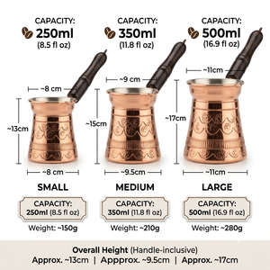 Cafetera Turca de Cobre con Grabado Floral a Mano y Borde Festoneado, Cezve con Asa de Madera, Tradicional para Estufa, Briki Griega, Ibrik - Product Image 6