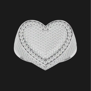Moissanite Heart <b>Ring</b> Iced Out Heart Shaped Statement <b>Ring</b> <b>Mens</b> Womens Bridal Wedding Anniversary Gift Hip Hop Luxury Fine Jewel - Product Image 1