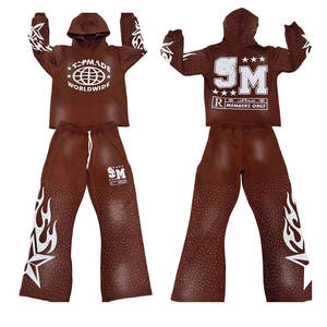 Latest Arrival High Quality Winter Printed Rhinestone Distressed Patchwork Embroidery Tracksuits for Men and Women - Product Image 1