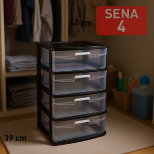 CAJONERA SENA Chariot de rangement en plastique à 4 tiroirs Noir 4-Cajones - Product Image 3
