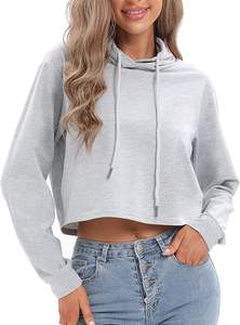 Hoodie court pour femme, tissu doux au toucher, style streetwear moderne, directement de l'usine - Product Image 5