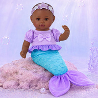 Poupée Reborn Fille Mini Sirène Riley de 12 Pouces Babeside, Cheveux Sculptés Afro-Américains, Tête en Vinyle, Corps en Tissu Doux, Vente en Gros