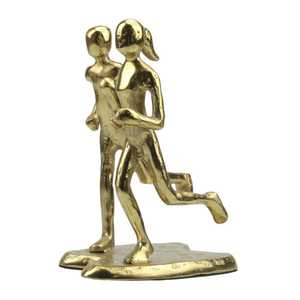 23.5cm H X 17cm W X 21cm L Aluminium <b>Figurative</b> Sculpture Running Couple Artistic Handmade Modern Tabletop Decor Living Room - Product Image 1
