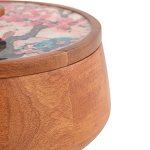 Olla de madera duradera hecha a mano con tapa natural, logotipo personalizado económico de calidad superior, proveedor directo perfecto para servir comidas - Product Image 3