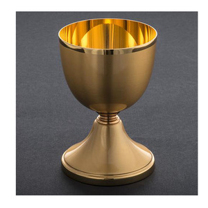 <b>Top</b> Selling Brass Church Chalice with <b>Shiny</b> Polish Floral Embossed Engraved Design High-Quality Religious Wedding Drinking Cup - Product Image 5