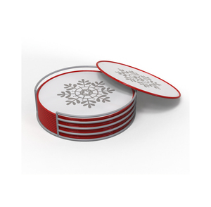 Decorative Printed <b>Table</b> <b>Coaster</b> Set with Coordinated Holder for Dining and Serving Use - Product Image 3
