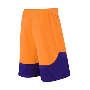 Unisex Orange Purple Color Blocked Quick Dry Basketball Shorts Elastic Waist Regular Fit Adults Summer Sport Wear - Product Image 2