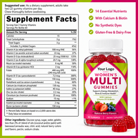 Gummies multivitaminées naturelles aux baies pour femmes, vente en gros OEM, 14 nutriments essentiels, calcium, biotine, 60 unités