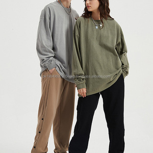 เสื้อยืดคอกลมแขนยาวสำหรับผู้ชายเสื้อวินเทจแอซิดแบบนักศึกษาใหม่310กรัม - Product Image 3