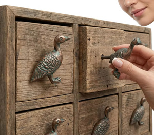 Beads Art ABK 73 Blue <b>Copper</b> Duck Shape Distress <b>Knob</b> Eco-Friendly Furniture Handle for Drawer Dresser Modern Design Easy - Product Image 2