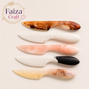 Handmade Eco-Friendly Durable Right-Handed Dishwasher Microwave Safe Home Kitchen Resin <b>Cheese</b> <b>Knife</b> <b>Set</b> Marble Texture Aqua - Product Image 1