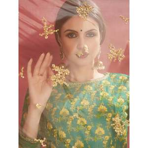 Plus Size Women's Embroidered <b>Green</b> <b>Silk</b> Lehenga Choli Set - Product Image 2