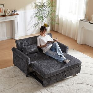 Divano Letto Moderno in Tessuto Chenille da 148 cm, con Schienale Regolabile e Design Classico, Grande Divano Imbottito Convertibile - Product Image 3