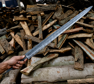 Espada Vikinga de Damasco Hecha a Mano con Hoja de Espiga Completa de 34.50 Pulgadas – Hoja de Colección Medieval Vikinga - Product Image 3