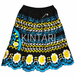Hawaiian Floral Embroidered <b>Chiffon</b> <b>Skirt</b> Women Elastic Waist Customizable Cotton A-Line Preppy Style Knee-Length Summer - Product Image 2