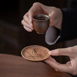 Premium 6 Pieces Walnut Wooden Drink <b>Coaster</b> <b>Set</b> With Holder. Eco-Friendly, Non-Slip & Heat-Insulated Cup Mats For Table Decor - Product Image 6