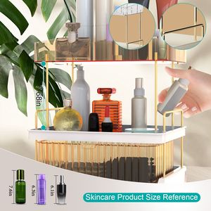 Organisateur de maquillage à 3 niveaux grande capacité pour coiffeuse, étagère de rangement pour soins de la peau, tiroir de comptoir de salle de bain avec rangement pour rouges à lèvres et lotions - Product Image 4