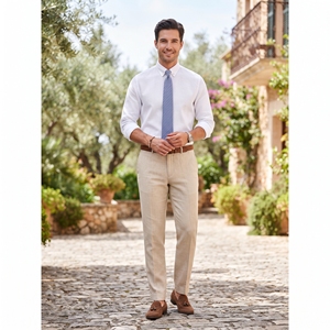 Camisa de Vestir Formal de Manga Larga para Hombre, Blanca, 100% Algodón, Transpirable, Teñida con Hilo, con Botones y Bolsillo en el Pecho, ODM, Ropa de Oficina - Product Image 4