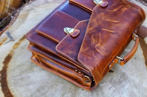 Handmade Brown Vintage Leather <b>Briefcase</b> Men's Business Travel <b>Laptop</b> <b>Bag</b> Christmas Gift for Him-LPG-0040B - Product Image 4