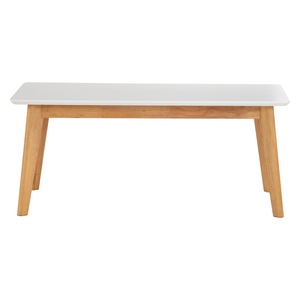 Mesa de Salón Económica de Estilo Moderno de Mediados de Siglo con Tapa de MDF Blanco y Patas de Madera Maciza para Salón - Product Image 2