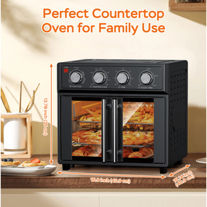 Forno Friggitrice ad Aria Multifunzione 26QT Grande Capacità con Doppia Porta Francese 1700W, 7 Menu Preimpostati per Cottura e Forno - Product Image 4
