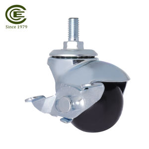 Rueda giratoria de 1.5 pulgadas con vástago roscado y freno, cromada, negra, para muebles, gabinetes, escritorios y estantes - Product Image 1