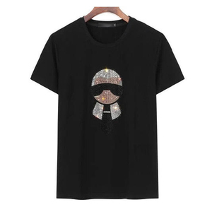เสื้อยืดผู้หญิงประดับพลอยเทียมสีพื้นระบายอากาศได้ดีผ้าคอตตอนดีไซน์ใหม่ล่าสุด - Product Image 1