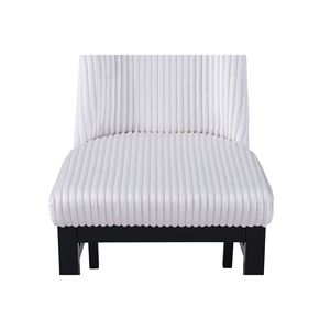 2 chaises de salle à manger contemporaines à dossier haut, rembourrées en tissu texturé blanc, avec assise rembourrée en bois pour l'ameublement de la maison - Product Image 4