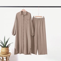 Maillot de bain islamique unisexe modeste, burkinis 2 pièces, coupe ample, col ras du cou, bas à coupe haute, séchage rapide, respirant, orné de perles