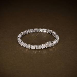 Pulsera de tenis con diamantes de moissanita de corte esmeralda y ovalado para mujer, plata de ley 925, joyería fina, regalo de boda para pareja - Product Image 2