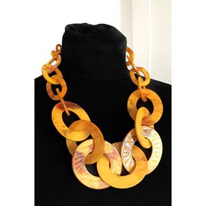 Rainbow Color Geometric <b>Bead</b> <b>Necklace</b> Handmade Acrylic Glossy Resin Finish Chunky Fashion Jewelry Colorful Statement <b>Necklace</b> - Product Image 5
