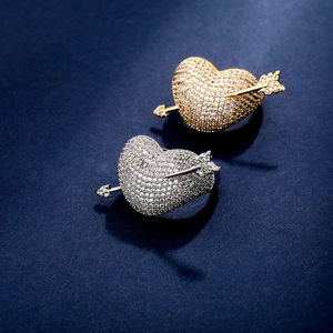 Anillo de Diamantes con Corte de Corazón en Plata Rodiada para Mujer, con Diseño de Flecha, Estilo Romántico, Joyería de Compromiso - Product Image 3