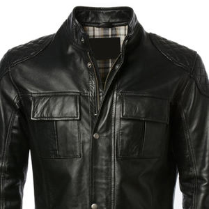 Veste en cuir vintage Cafe Racer |   Manteau de motard rétro à manches rayées |   Veste de course slim fit pour homme - Product Image 4