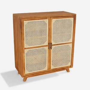 Mueble de diseño moderno con puerta de ratán, aparador, mesa consola para decoración del hogar. - Product Image 1