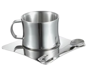 Juego de Taza y Platillo de Acero Inoxidable con Tecnología de Retención de Calor, Transforma las Mañanas Apresuradas en Momentos de Café Tranquilos - Product Image 2