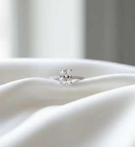 แหวนเพชรทรงคุชชั่นคัทสุดหรู ดีไซน์ครึ่งวงนิรันดร์ ทองคำขาวแท้ 14K 18K ประดับเพชรแบบพาเว่ สำหรับงานหมั้นและงานแต่งงาน - Product Image 4