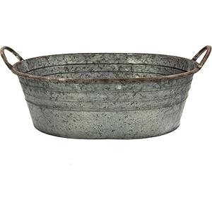 Maceta Ovalada Rústica de Metal Galvanizado con Asas para el Hogar, Cubo Decorativo Moderno de Lujo Resistente al Calor para Fiestas - Product Image 5