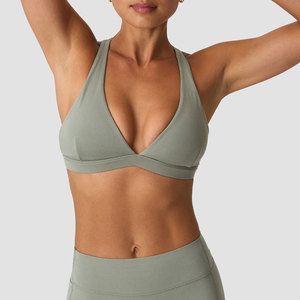 Camiseta Deportiva para Mujer, 80% Spandex, 20% Elastano, Diseño de Cuello en V Profundo, Alta Calidad, Espalda Cruzada, para Gimnasio, Atletismo, Aire Libre, Casual, Secado Rápido, Acanalada - Product Image 1