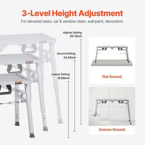 Scala Pieghevole Portatile in Acciaio Legato con Capacità di Carico Regolabile di 180 kg, Piattaforma di Lavoro a 3 Livelli ad Alta Visibilità per Ponteggi - Product Image 4