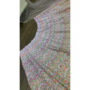 Lehenga Choli A-Line de créateur fait main pour les fêtes, taille empire, imprimé floral, travail de sequins et de broderie - Product Image 1