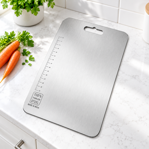 Tabla de cortar de acero inoxidable con mango, tabla de cortar de cocina de metal delgada de 1.2 mm para compradores mayoristas de la India - Product Image 2