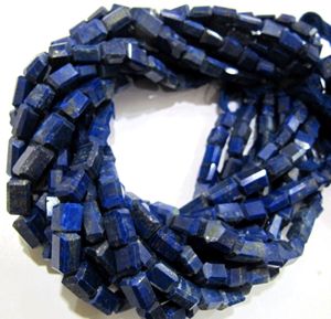 Perles de pierre naturelle Lapis Lazuli taillées au laser, polies, forme de pépite 8mm-10mm, 8 pouces - Product Image 3