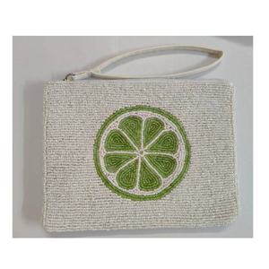 Pochette à monnaie perlée motif citron avec fermeture éclair pour collection de pièces de monnaie, porte-cartes et trousse de maquillage, idéale comme cadeau pour femme - Product Image 1