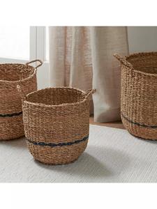 Panier rond en jonc de mer tressé Redford, panier de rangement naturel fait à la main, vente en gros, écologique, fabriqué au Vietnam - Product Image 3