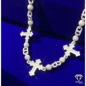 Élégante chaîne à maillons croisés en argent sterling 925 avec diamants moissanite, bijoux de luxe hip-hop pour la vente en gros - Product Image 5