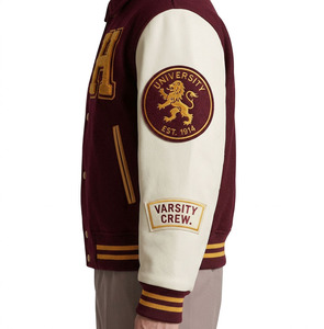 Veste de baseball personnalisée en gros, corps en laine de haute qualité et manches en cuir, broderie personnalisée, veste universitaire pour hommes - Product Image 3