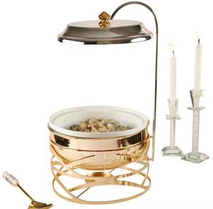 Réchaud de buffet de luxe en acier inoxydable plaqué or avec couvercle, plat de service pour traiteur, vaisselle d'hôtel - Product Image 4