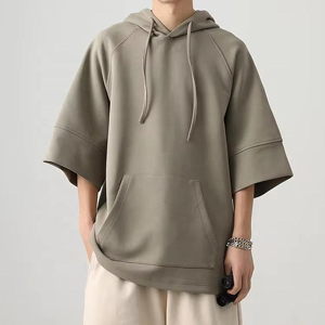 เสื้อฮู้ดดี้ผู้ชายไซส์ใหญ่ ผ้าเทอร์รี่คอตตอน แขนสั้น ใส่สบาย ระบายอากาศดี ไม่เป็นขุย พิมพ์ลาย สั่งผลิตได้ (OEM) - Product Image 5