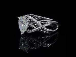 Anillo de Oro Sólido de 10, 14 y 18k Personalizado con Diamantes Cultivados en Laboratorio en Forma de Pera, Anillo de Compromiso Infinito para Mujeres y Niñas - Product Image 5